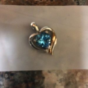 Gorgeous Blue 14K gold over 925  Heart Pendant!